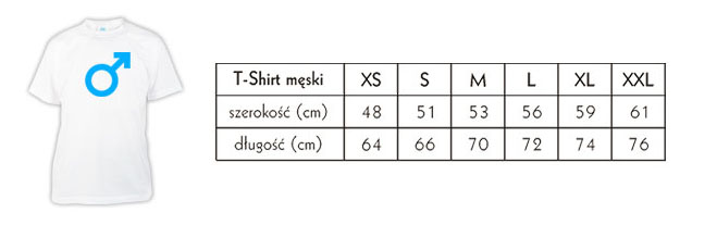 T-shirt męski - tabela rozmiar&oacute;w